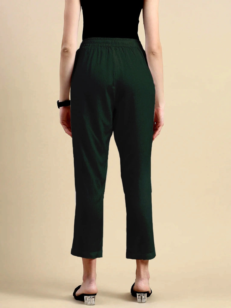 Women’s Premium Cotton Pants - Bottle Green