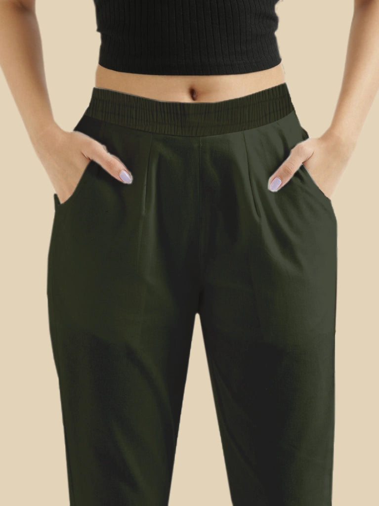Women’s Premium Cotton Pants - Olive Green