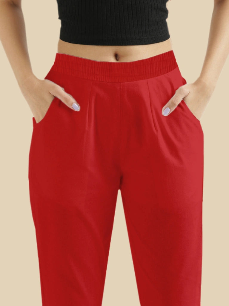 Women’s Premium Cotton Pants - Red