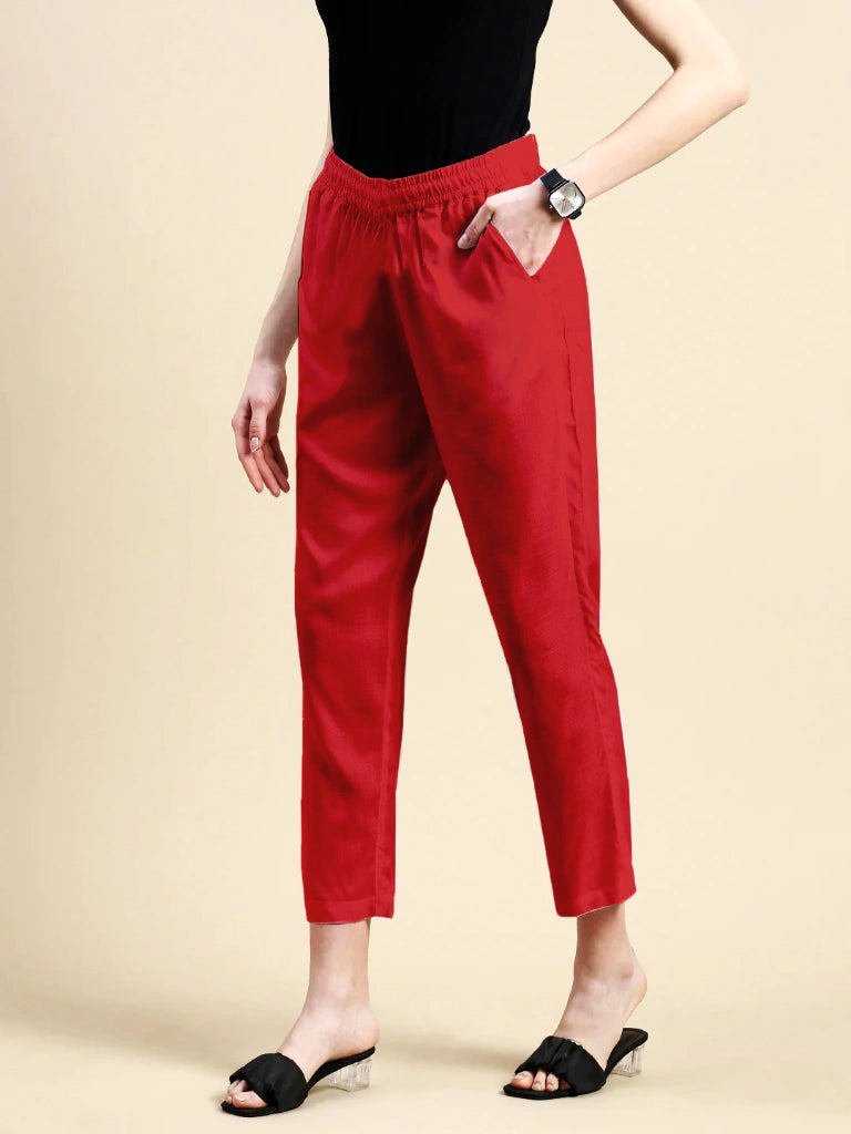 Women’s Premium Cotton Pants - Red