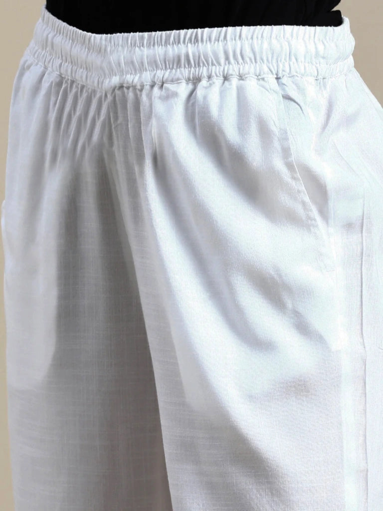 Women’s Premium Cotton Pants - White - Beige Pink and White