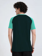 Men’s Typography T-Shirt with Styled Sleeves - Peacock Green