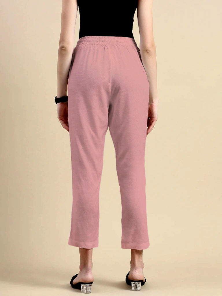Womens Premium Cotton Pants - Beige Pink