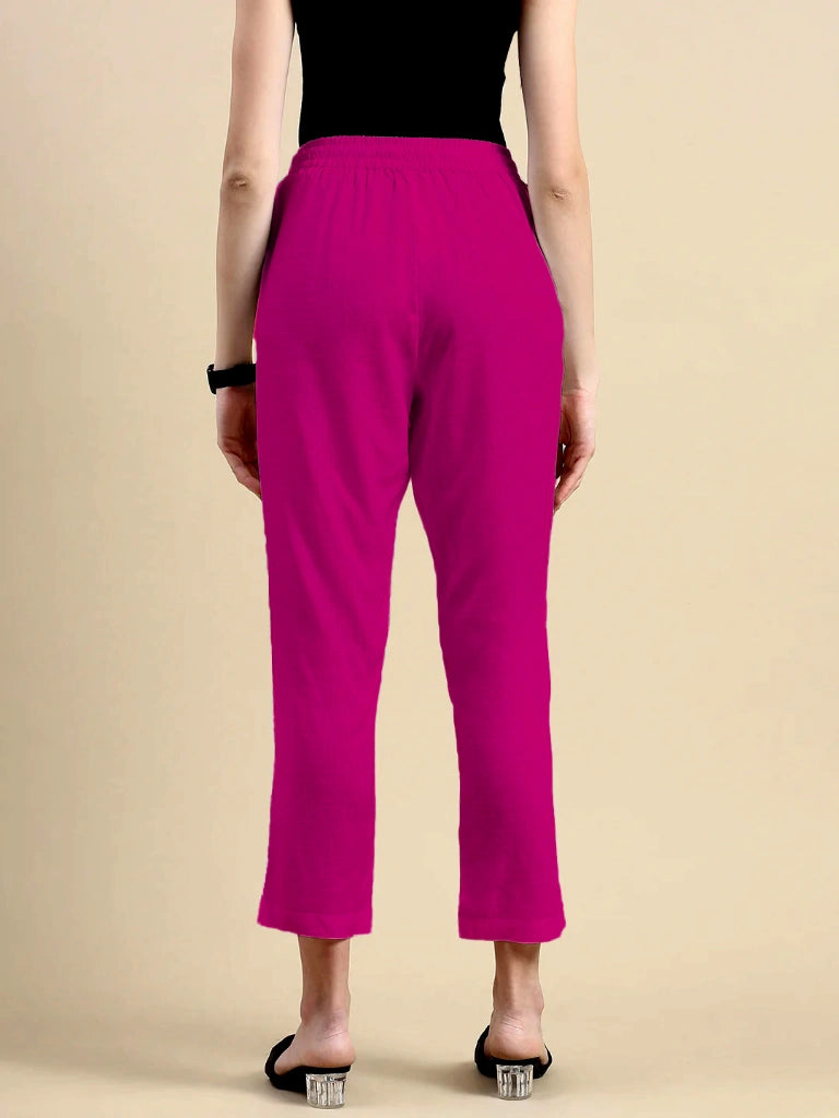 Womens Premium Cotton Pants - Royal Pink