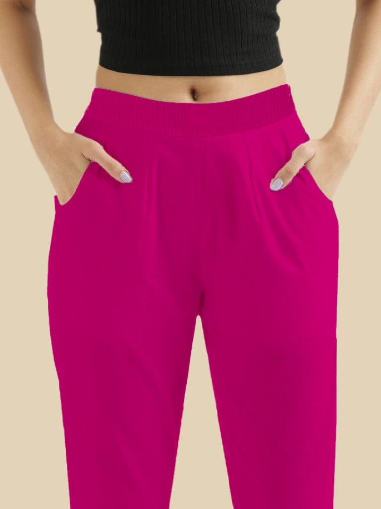 Womens Premium Cotton Pants - Royal Pink