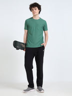 men's athleisure t-shirt round neck green color full view shop online - Green