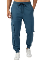 Buy men’s premium cargo jogger pants - Teal Blue