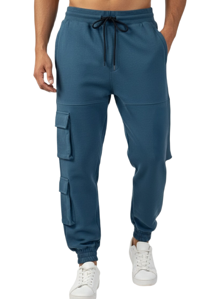 Buy men’s premium cargo jogger pants - Teal Blue