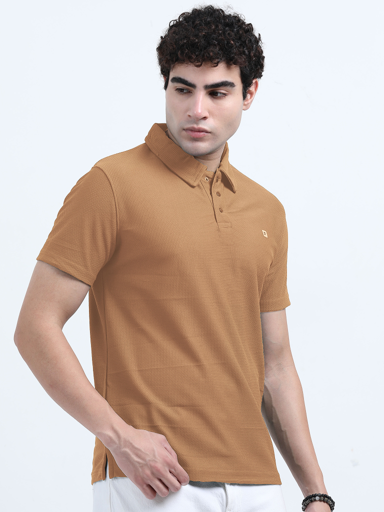 Buy Online Men's Premium Cotton Yellow Solid Polo Tees - Black & Yellow