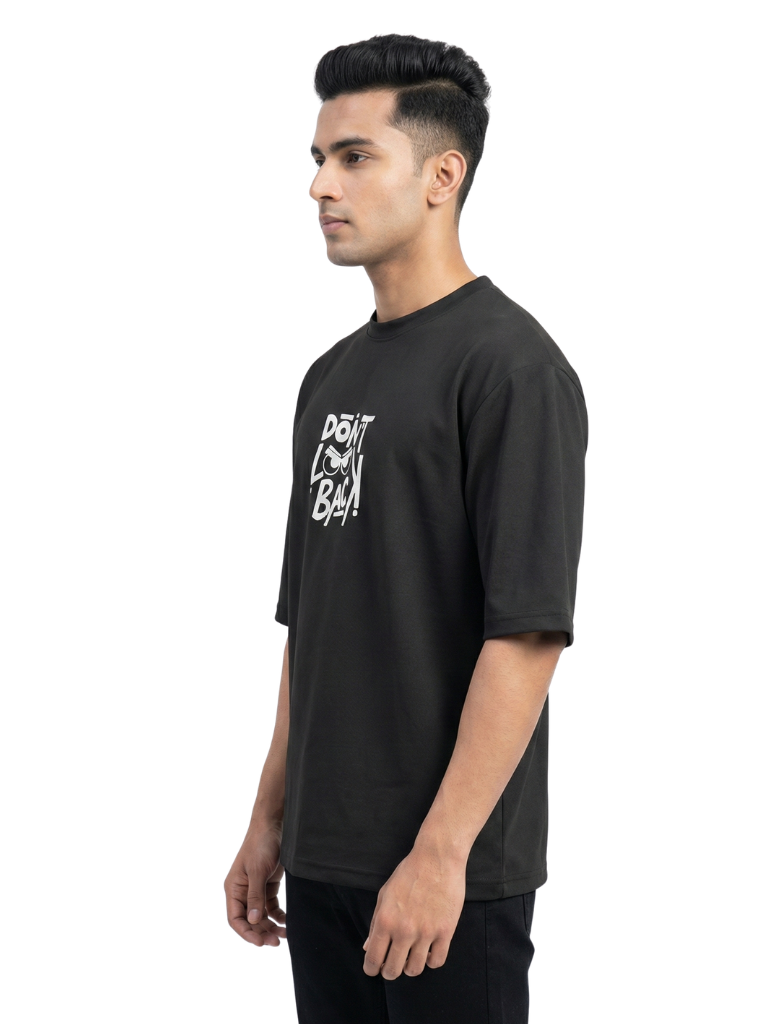 Men's Oversized Drop Shoulder Graphic Combo T-Shirts - Black & Beige