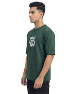 Shop Men Drop Down Shoulder Graphic Printed T Shirt Left Side View - Green