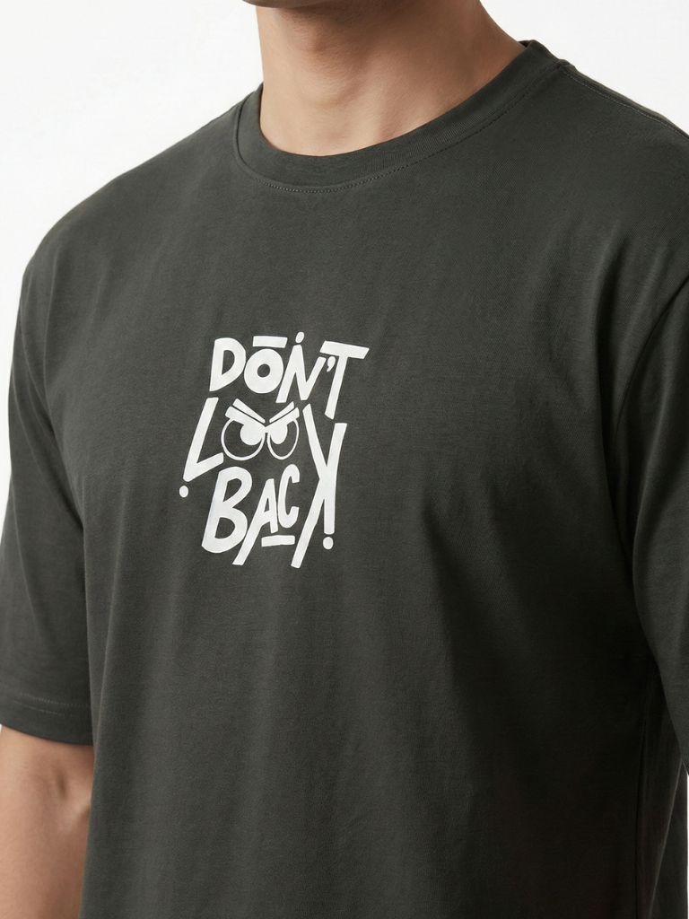 Purchase men’s boxy fit oversized graphic tees - Green & Back