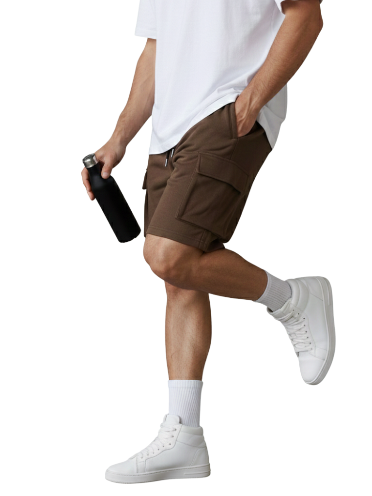 Shop Men's Cargo Shorts Dry Fit Front View - Brown