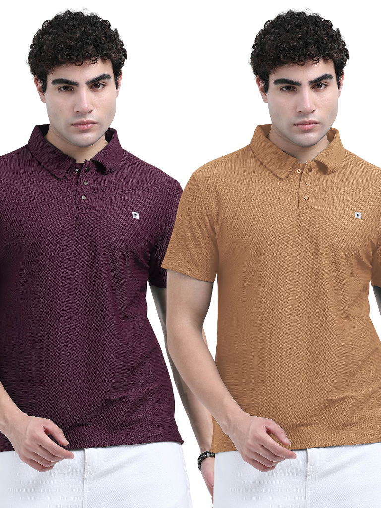 Buy Online My IBX Polo Tees Men at Best Deals - Burgundy & Yellow
