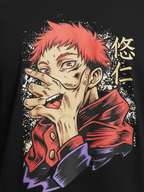 Buy relaxed fit anime print oversized t shirt - Dark Black & Green