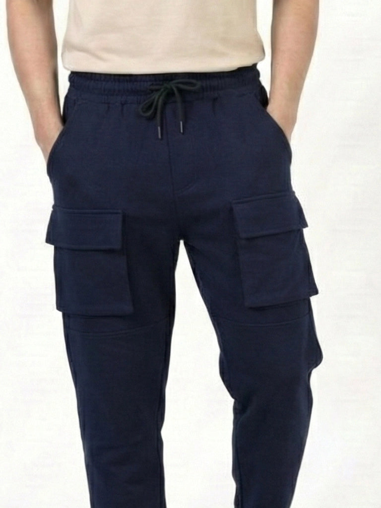 Buy slim fit navy cargo joggers for men - Navy