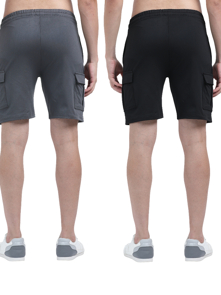 Black Color Cargo Shorts Men's Buy Online - Black & Gray 