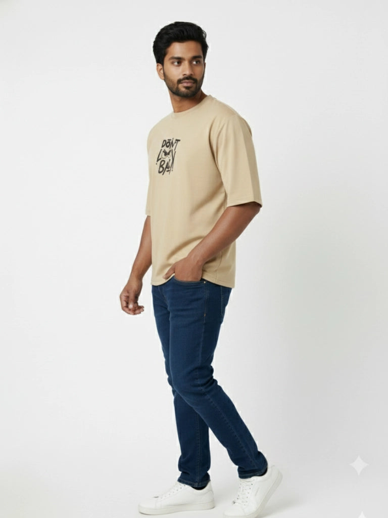 Men’s Drop Shoulder Graphic Printed T-Shirt - Beige