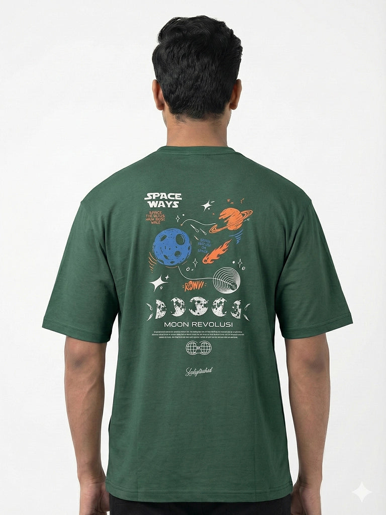 Men’s Drop Shoulder Graphic Printed T-Shirt - Green