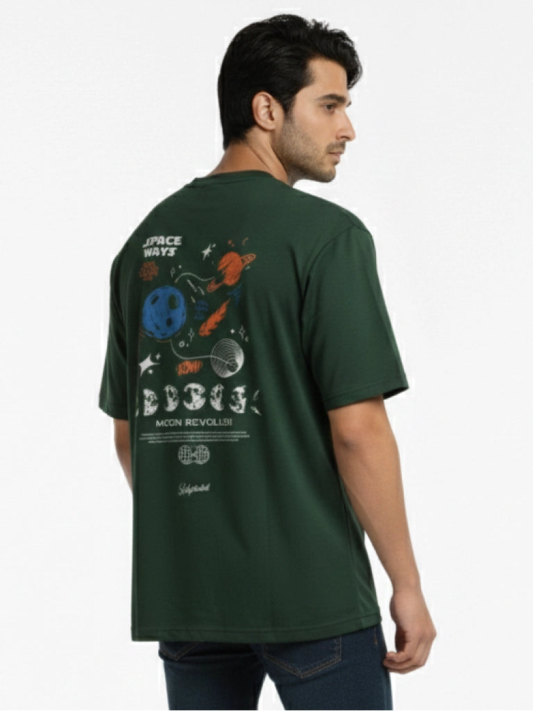 Men’s Drop Shoulder Graphic Printed T-Shirt - Green