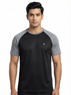 Men’s Quick Dry Color Block Raglan Sleeve T-Shirt - Black 