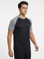 Men’s Quick Dry Color Block Raglan Sleeve T-Shirt - Black 