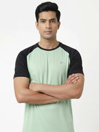 Men’s Quick Dry Color Block Raglan Sleeve T-Shirt - Green 