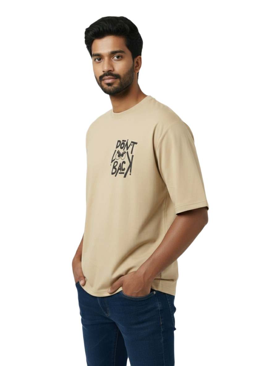 Men's Oversized Drop Shoulder Graphic Combo T-Shirts - Black & Beige