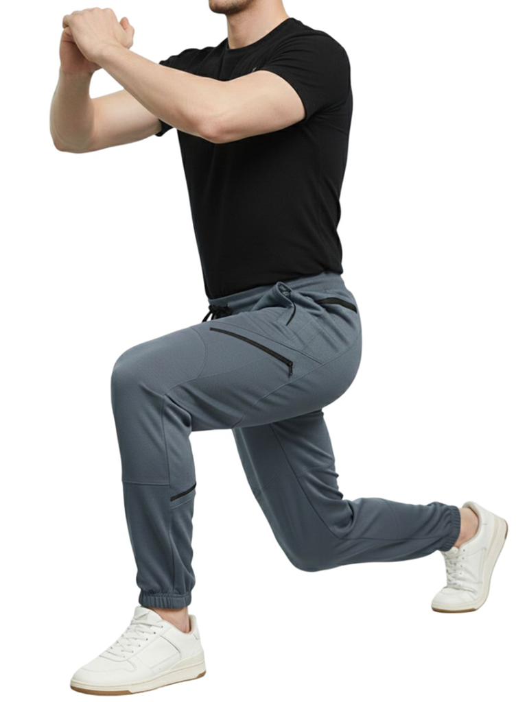 Men’s Premium Dry Fit Four Way Track Pants – Breathable Performance - Gray