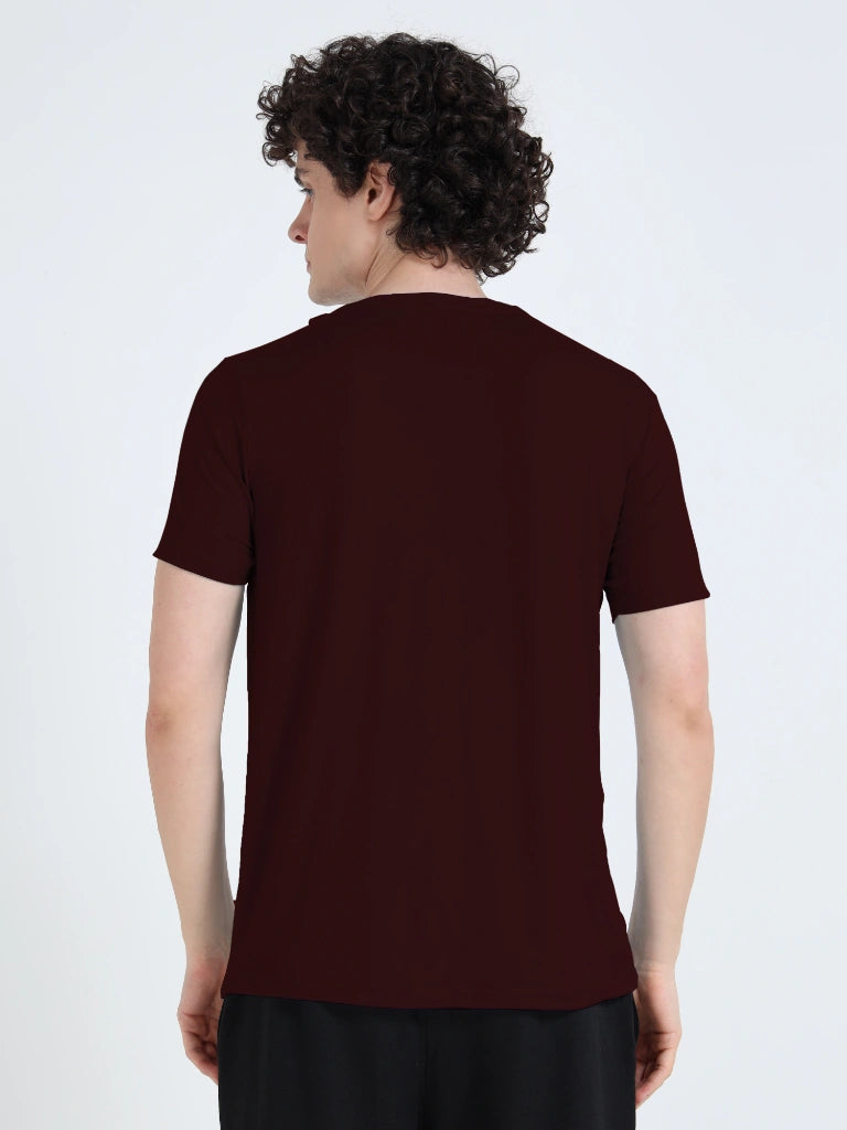 Men’s Athleisure Printed Round Neck T-Shirt - Maroon