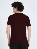 Men’s Athleisure Printed Round Neck T-Shirt - Maroon