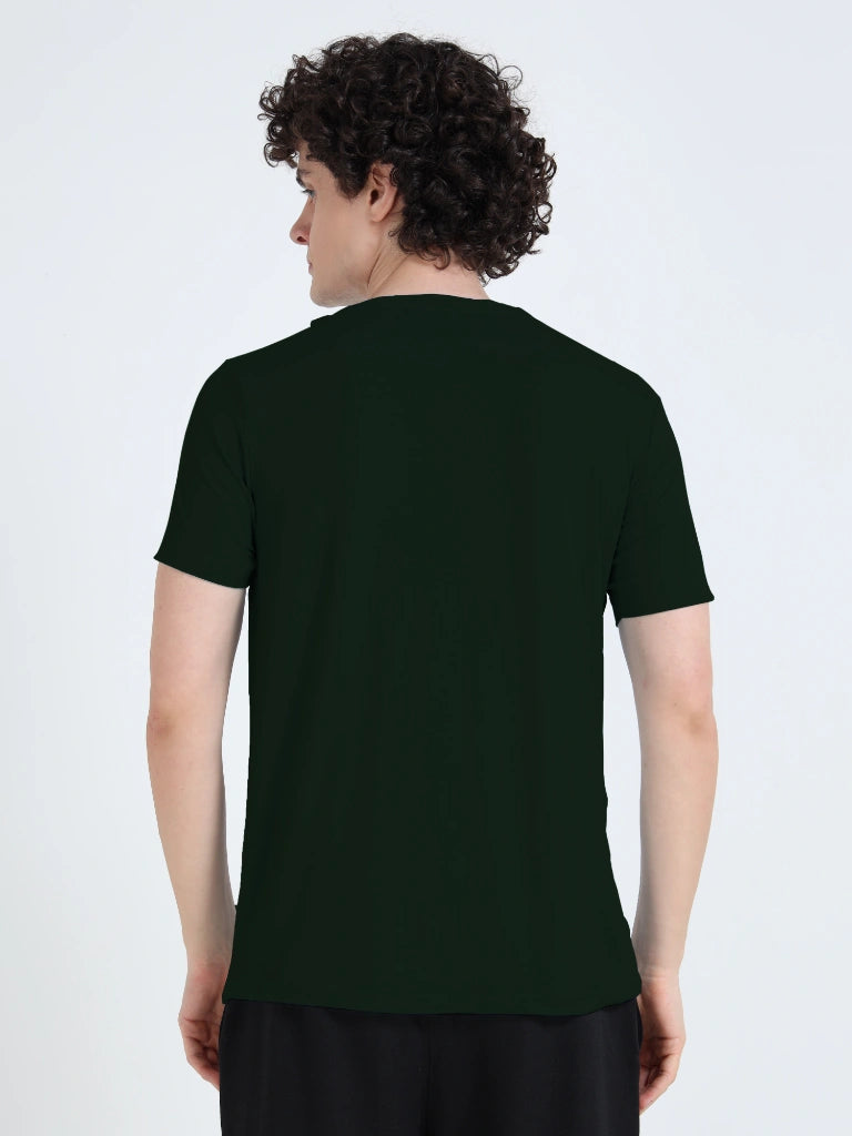 Men’s Athleisure Printed Round Neck T-Shirt - Green