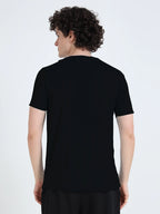 Men’s Athleisure Printed Round Neck T-Shirt - Black