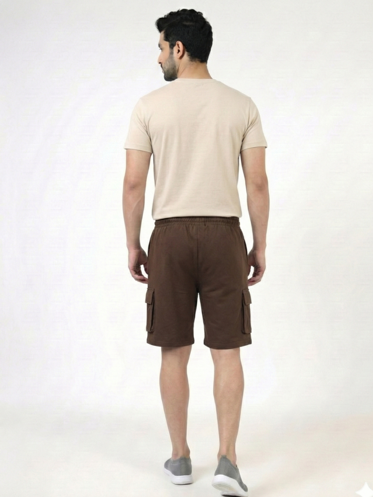 Men’s Cargo Pocket Shorts | Relaxed Fit Casual Wear - Brown