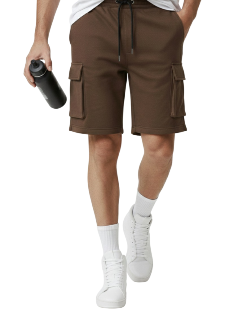 Men’s Cargo Pocket Shorts | Relaxed Fit Casual Wear - Brown