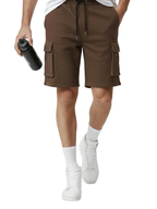 Shop Men's Cargo Shorts Dry Fit Front View - Brown