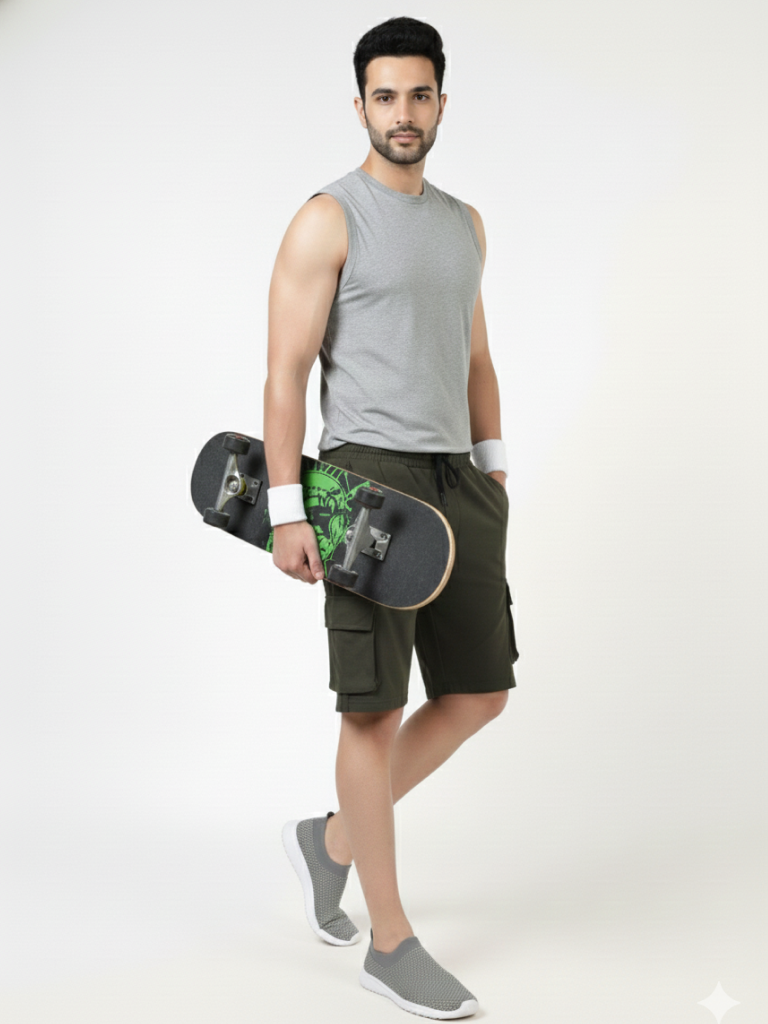 Men’s Cargo Pocket Shorts | Relaxed Fit Casual Wear - Green