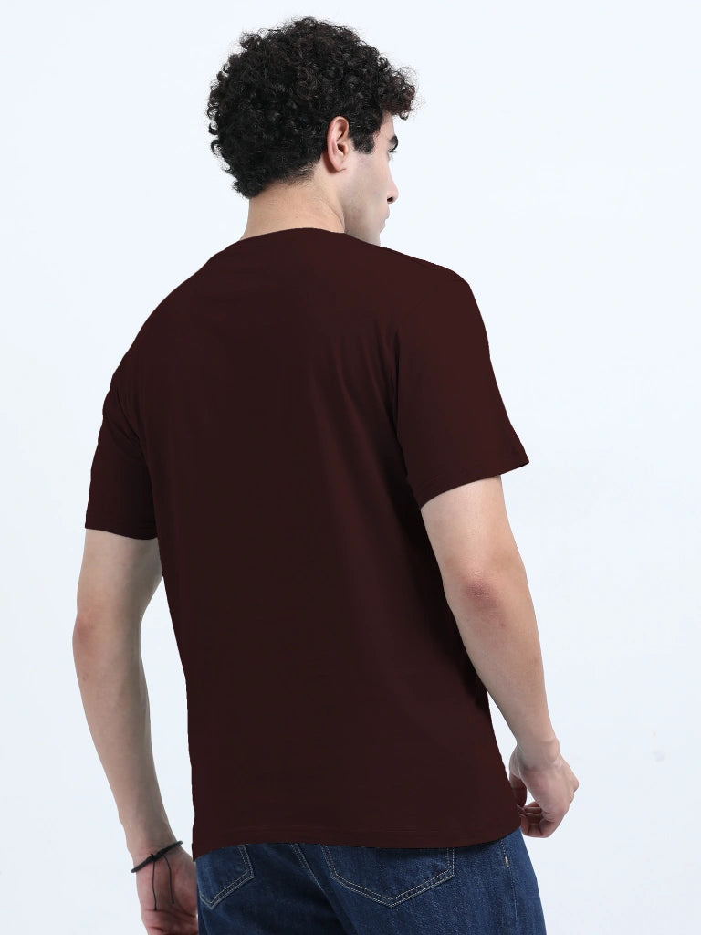 Classic Cotton Round Neck T-Shirt - Wine