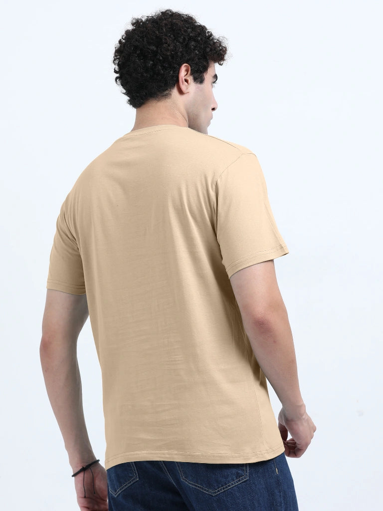 Classic Cotton Round Neck T-Shirt - Light Sandal