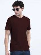 Classic Cotton Round Neck T-Shirt - Wine