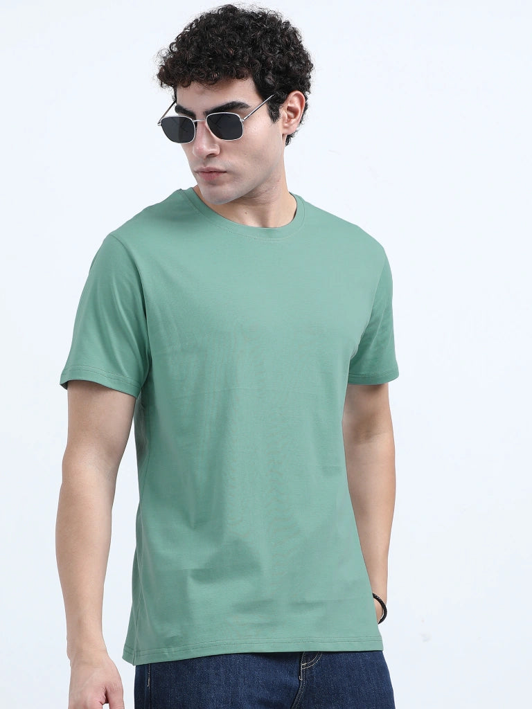 Classic Cotton Round Neck T-Shirt - Light Green