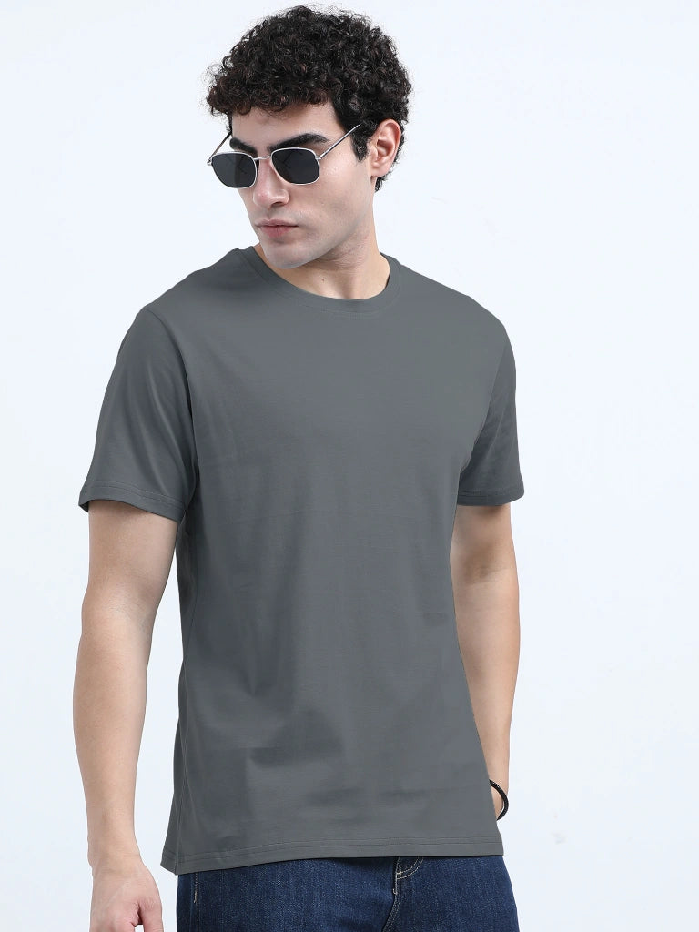Classic Cotton Round Neck T-Shirt - Gray