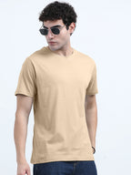Classic Cotton Round Neck T-Shirt - Light Sandal