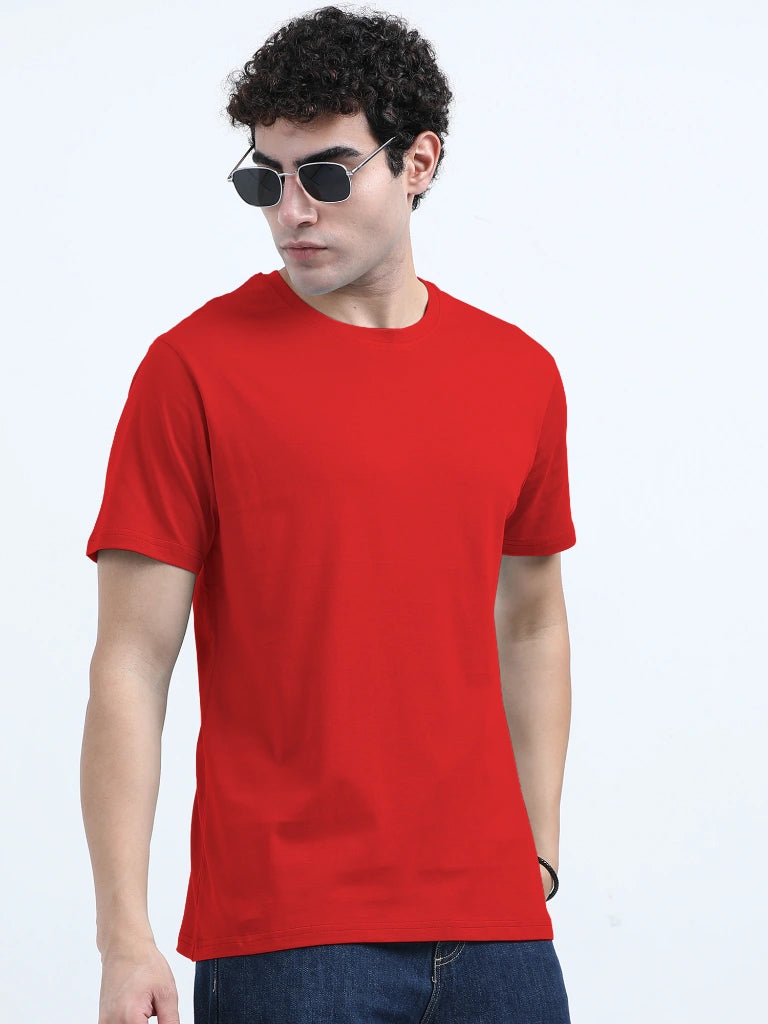 Classic Cotton Round Neck T-Shirt - Red