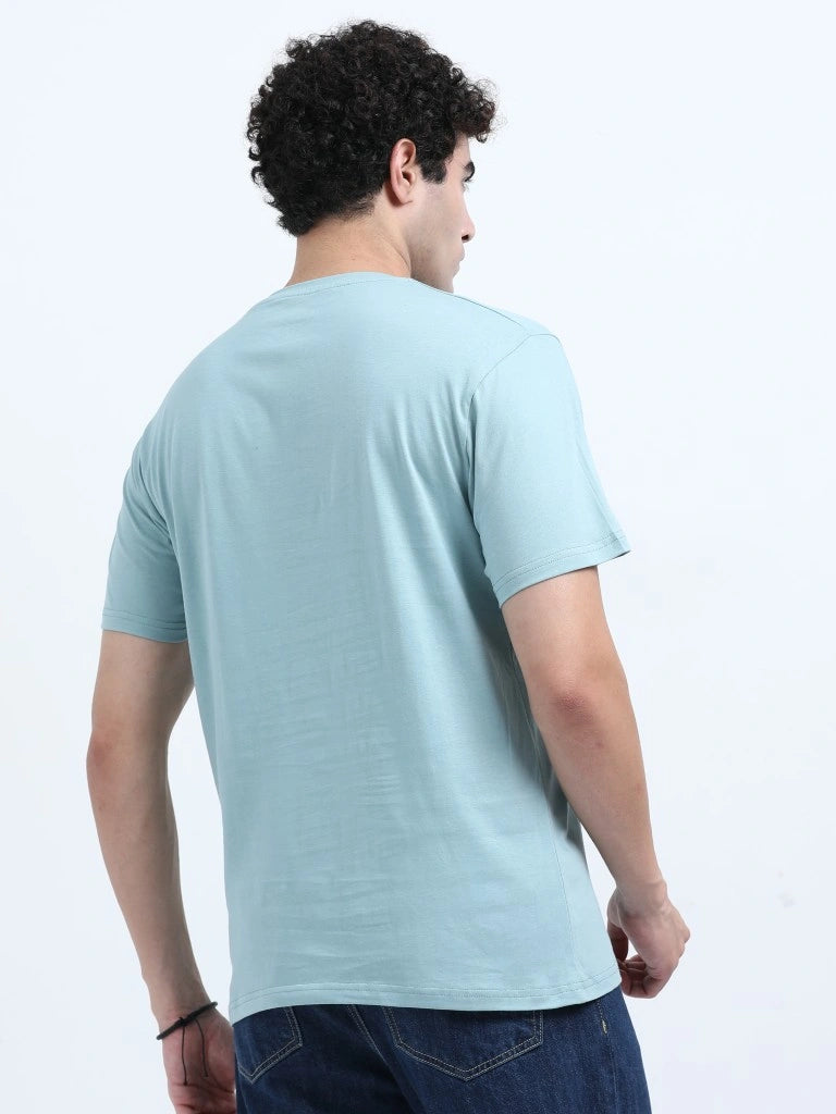 Classic Cotton Round Neck T-Shirt - Light Blue