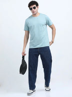 Classic Cotton Round Neck T-Shirt - Light Blue