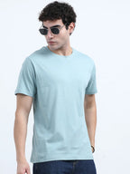Classic Cotton Round Neck T-Shirt - Light Blue