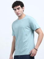 Classic Cotton Round Neck T-Shirt - Light Blue