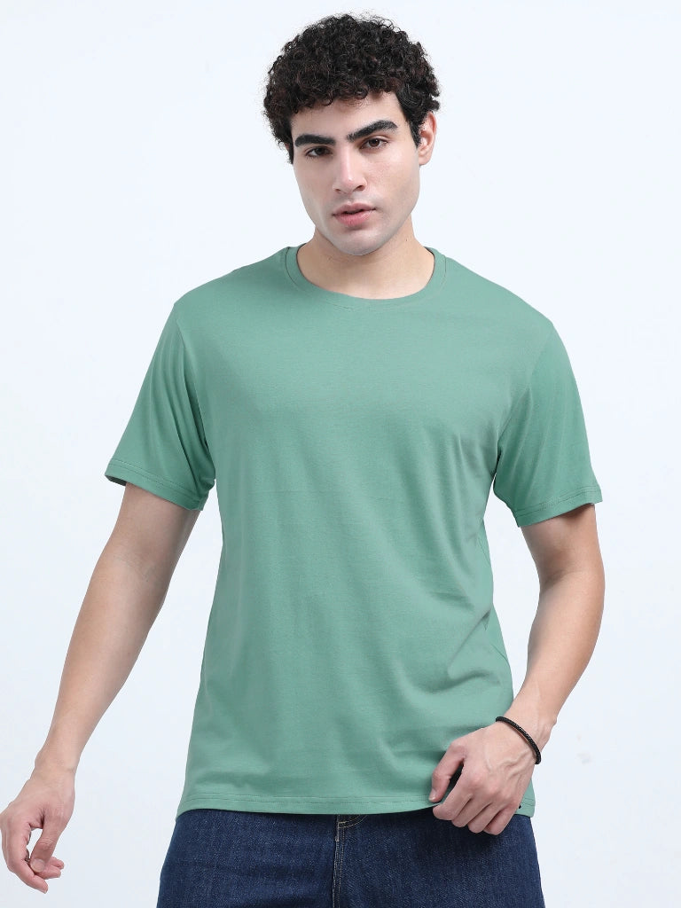 Classic Cotton Round Neck T-Shirt - Light Green