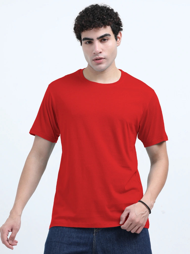Classic Cotton Round Neck T-Shirt - Red